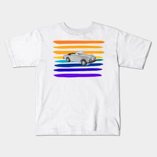 Gouache colorful lines with black and white convertible car Kids T-Shirt